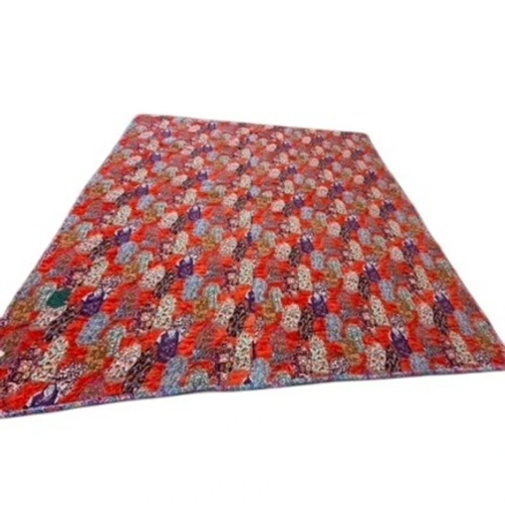 Hawaiian Tropical Hula Girl Surf Patchwork Quilt Multicolor 66x66 Square Bedding